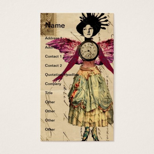 Mixed Media Doll With Pink Wings Business Card