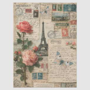 Mixed Media Eiffel Tower, Florals & Butterflies Tissue Paper