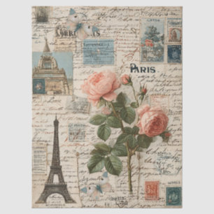 Mixed Media Eiffel Tower, Florals & Butterflies Tissue Paper
