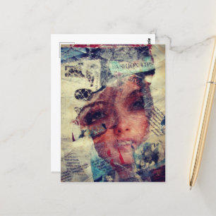 Mixed Media Fashion Tips Abstract Collage Postcard
