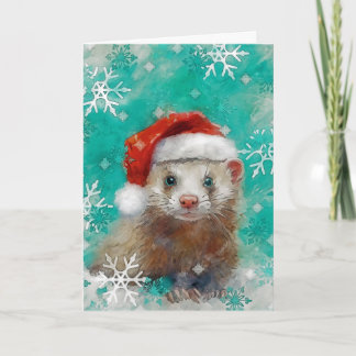 Mixed Media Ferret Print Christmas Card AP444B1