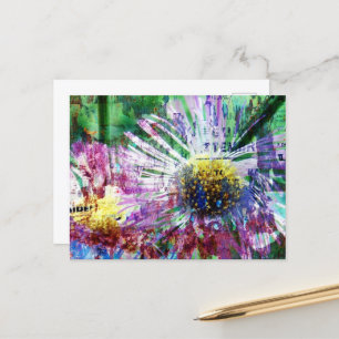 Mixed Media Flower Collage Postcard