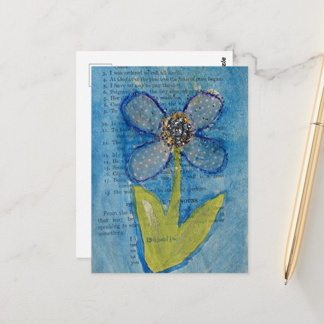 Mixed Media Flower Postcard (Front/Back In Situ)