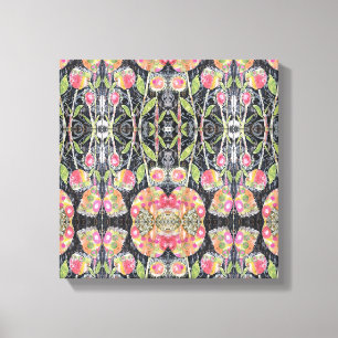 Mixed Media Flowers Abstract Canvas Print