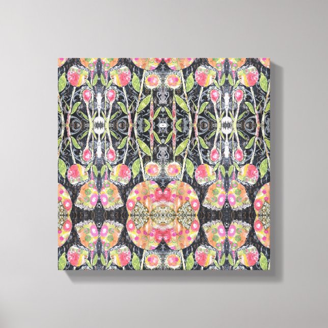 Mixed Media Flowers Abstract Canvas Print (Front)