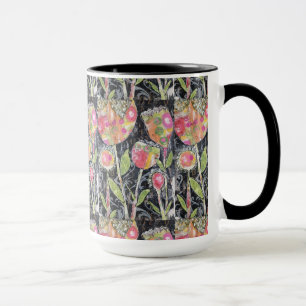 Mixed Media Flowers Abstract Mug