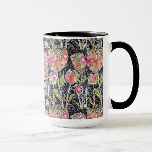 Mixed Media Flowers Abstract Mug (Right)