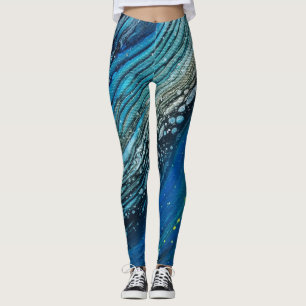 Mixed Media Girl Acrylic Pour Leggings