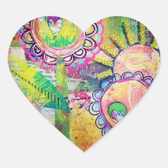 Mixed Media Glower Garden Heart Stickers (Front)