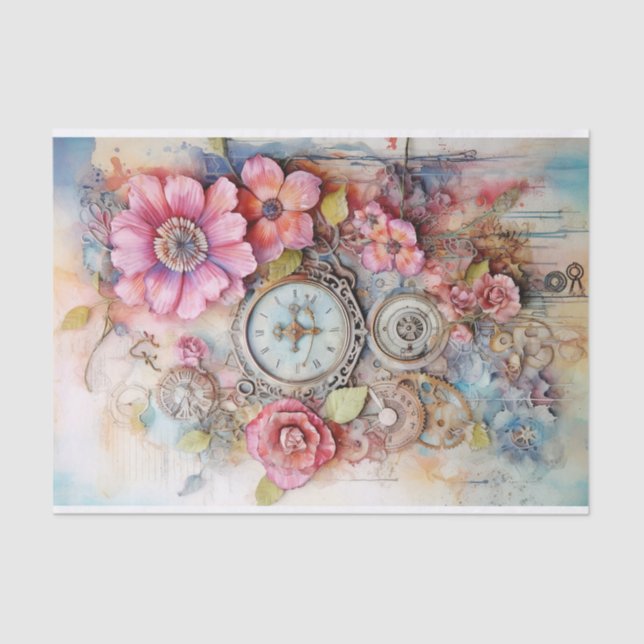 Mixed Media in fun Vibrant Pinks Tissue Paper (Front)