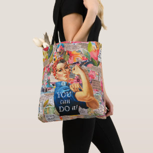 Mixed Media Inspirational Rosie the Riveter   Tote Bag