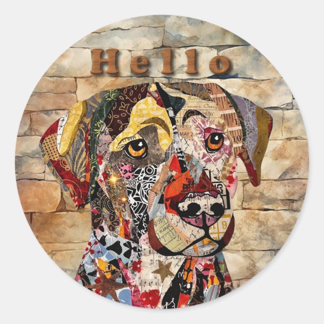 Mixed Media Labrador Retriever  Classic Round Sticker (Front)