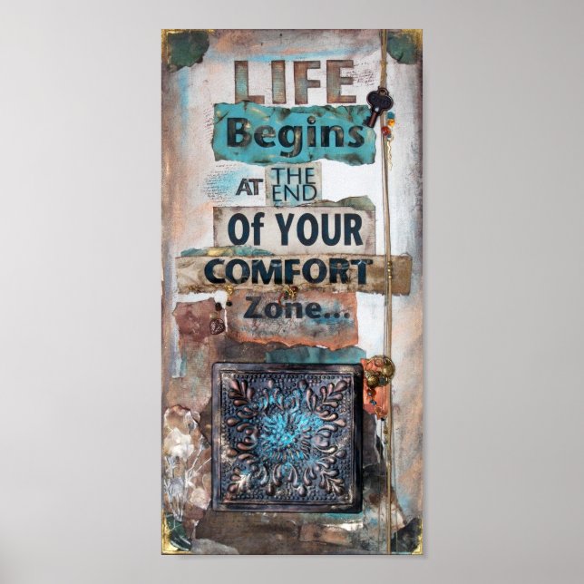 Mixed Media Life Begins Quote Art Print (Front)