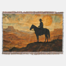 Mixed Media Lone Rider Throw Blanket - Textured We