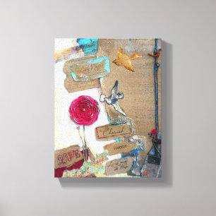 Mixed Media Love Notes Art Canvas Print