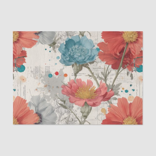 Mixed Media Modern Floral Tissue Paper (Front)