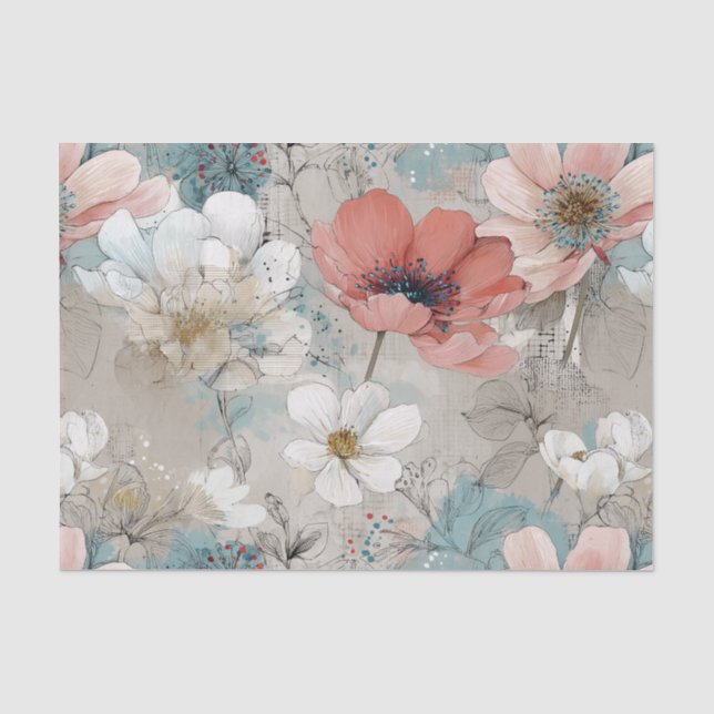 Mixed Media Modern Floral Tissue Paper (Front)