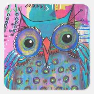 Mixed Media Owl Sticker
