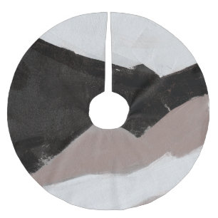 Mixed media painting, minimalist abstract design. brushed polyester tree skirt