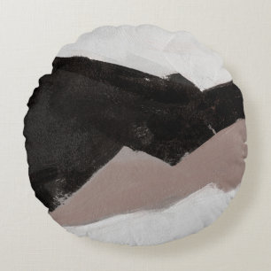 Mixed media painting, minimalist abstract design. round cushion