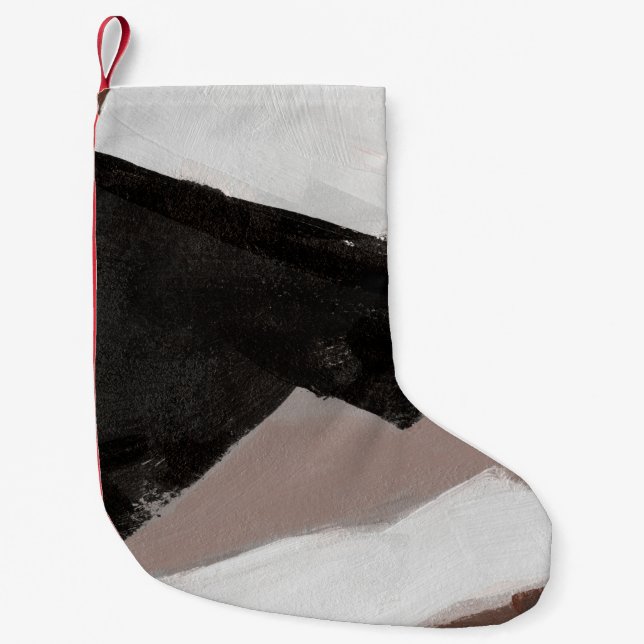Mixed media painting, minimalist abstract design. small christmas stocking (Front)