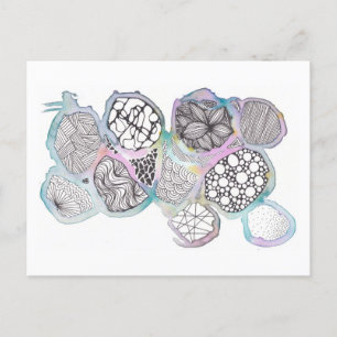 Mixed media, pastel colours and black and white postcard