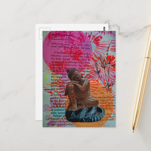 Mixed Media Peace Collage Postcard (Front/Back In Situ)