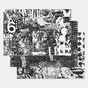 Mixed Media Text Collage or Decoupage Paper