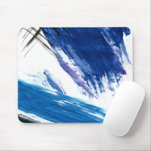 Mixed media watercolor blue abstract artistic mouse mat