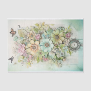 Mixed media with butterflies tissue paper