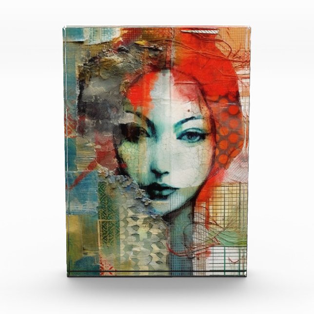 Mixed Media Woman Collage Photo Block (Front)