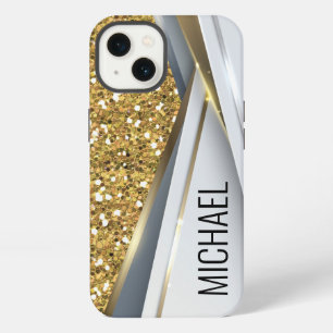 Mixed Metal 3-D Glitter Gold Monogram Case-Mate iPhone 13 Case