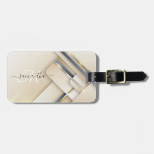 Mixed Metal 3-D look Calligraphy Gold Monogram  Luggage Tag