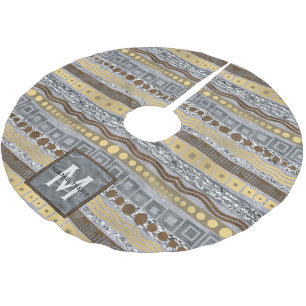 Mixed Metals Monogram Christmas Glam Sparkle Brushed Polyester Tree Skirt