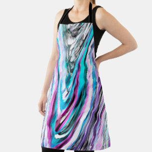 Mixed of gradient and drizzle, cyan and pink apron