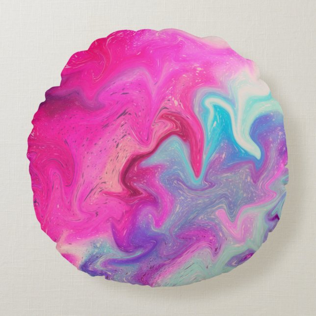 Mixed paint background round cushion (Front)