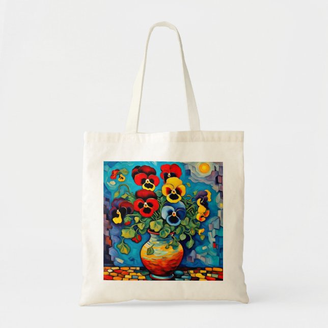 Mixed Pansies in vase Tote Bag (Front)