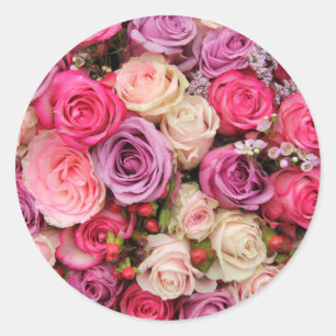 Mixed pastel roses by Therosegarden Classic Round Sticker