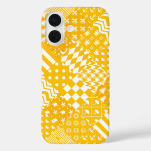 Mixed Patchwork Yellow and White iPhone 16 Case
