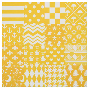 Mixed Patchwork Yellow and White Fabric