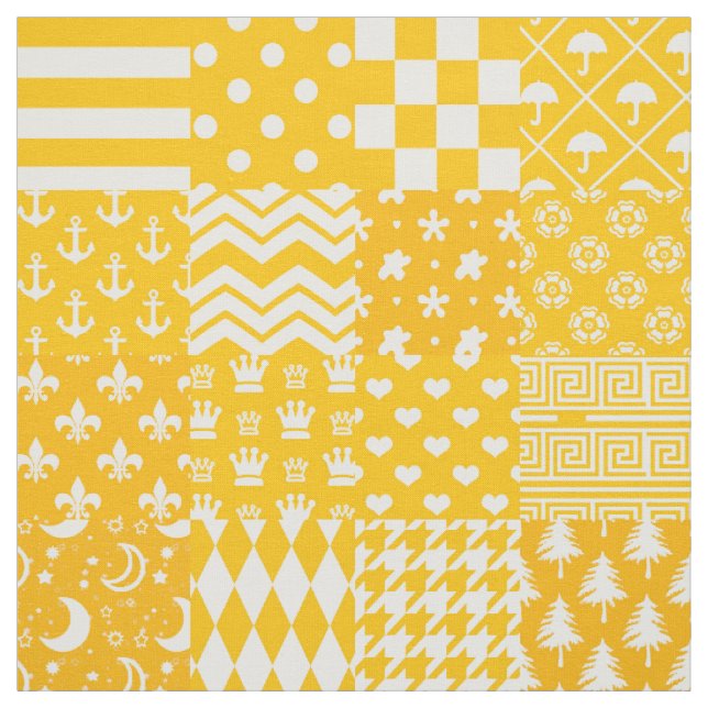 Mixed Patchwork Yellow and White  Fabric (Swatch)