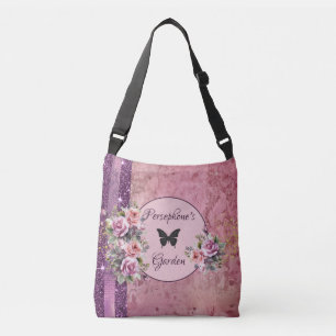 Mixed pattern pink floral  crossbody bag