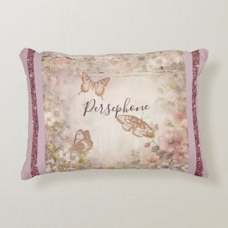 Mixed pattern pink floral  decorative cushion