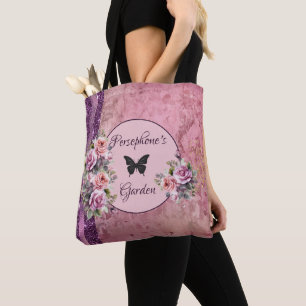 Mixed pattern pink floral tote bag