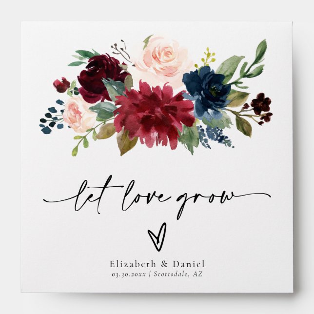 Mixed Peony Floral Boho Wedding Favour Seed Packet Envelope (Front)