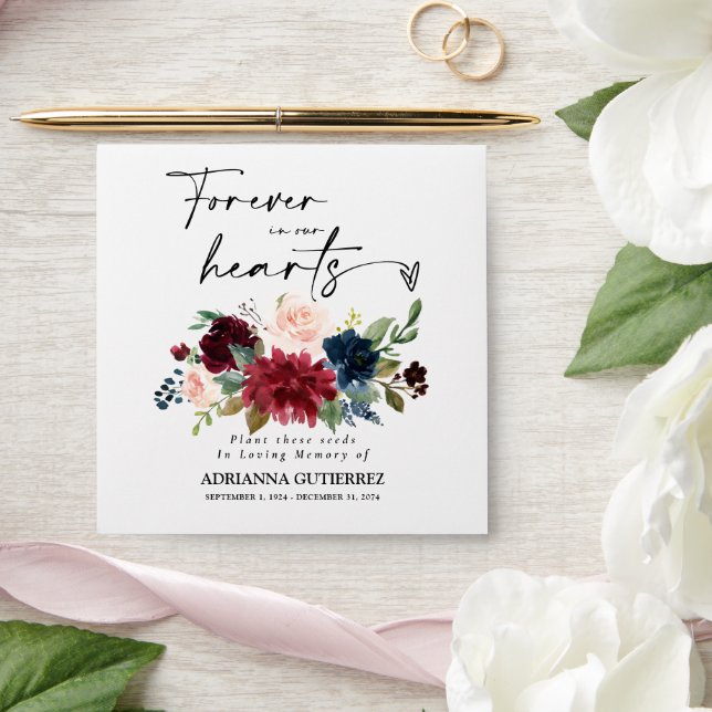 Mixed Peony Floral Seed Packet Memorial Funeral En Envelope (Wedding)