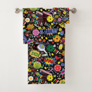 😍 mixed pickleball black bath towel set