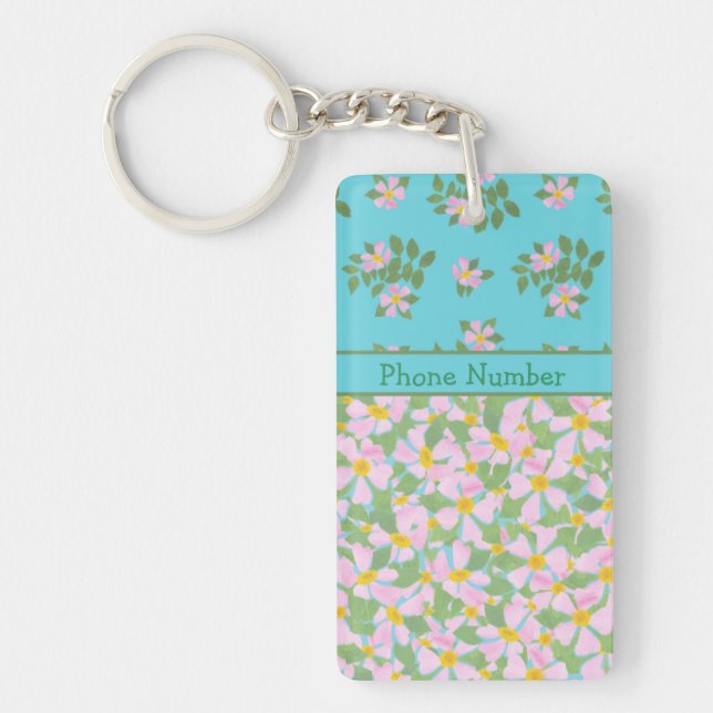 Mixed Pink Dogrose Florals Keychain to Personalise (Front)