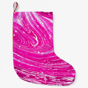 Mixed Pink Paint Background. Small Christmas Stocking