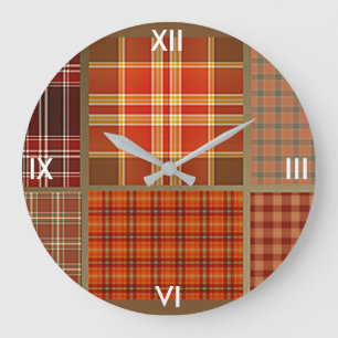 Mixed Plaids Large Clock